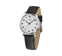 Atrium A37-10 Women's Quartz Watch Very Light Silver 3 Bar Leather Strap Black Strap