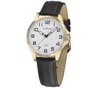 Atrium A48-20 Men's Watch Analogue Quartz Very Clear Gold with Luminous Hands and Leather Strap Black