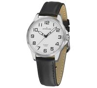 Atrium A49-10 Women's Watch Analogue Quartz Very Clear Silver with Luminous Hands and Black Leather Strap