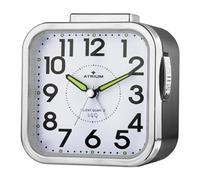 Atrium A530-7 Analogue Quartz Alarm Clock without Ticking Large Numbers Extra Loud Black