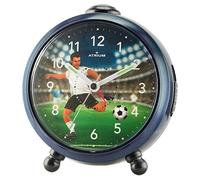 ATRIUM A932-5 Children's Alarm Clock for Boys Scorer Football Stadium Dark Blue Green Black Analogue Quartz without Ticking with Light and Snooze