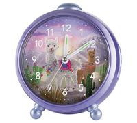 Atrium Livi & Pedro A932-8 Children's Alarm Clock Girls Alpaca Llama Purple Lilac Analogue Quartz without Ticking with Light and Snooze