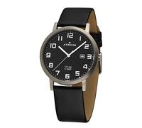 Atrium Men's Titanium Analogue Quartz Watch with Date Display and Black Leather Strap A40-11, black, Strap.