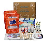 Atrixart All in One Pottery Kit for Beginners. The Craft Kit has 2kg Air Dry Clay for Adults, How to Guides & Templates, Paints and Modelling Clay Sculpting Tools (Pastel Colours)