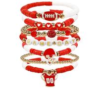 ATRIYFUL Game Day Football Bracelets for Women: Stackable Stretch Sports Bracelets for Fans, Football Mom Accessories & Outfits, Stretch Bracelets, Clay Beaded, no gemstone