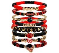 ATRIYFUL Game Day Football Bracelets for Women: Stackable Stretch Sports Bracelets for Fans, Football Mom Accessories & Outfits, Stretch Bracelets, Clay Beaded, no gemstone