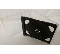 Atronica 5 High Quality Professional Double 10mm Spine (standard size) 2 CD Jewel Blank Empty New Plastic Replacement Case / Cover with Clear Case and BLACK TRAY for 2 CDs