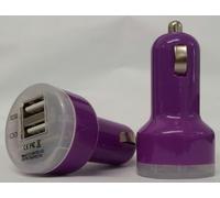 Atronica® Purple Universal Dual USB Car / Van / Lorry / Truck / Bus / Jeep / boat Cigarette Lighter Charger Adapter Plug for Apple iPod iPhone 5 iPhone5S iPhone4 iPhone 4S iPad Touch Mini Classic Shuffle Nano - 2 Ports 2.1 Amps 5 Volts 1 Amp 5 Volts 2.1a 1a 5v - Use to charge your Tablet / Samsung Nokia Sony mobile phone / digital camera / game console DS2 DS 3 DS Lite
