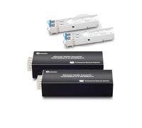 Atroodac A Pair of Mini Gigabit Fiber Media Converter with 2Pcs 1.25G LC Dual Transceiver Module up to 20KM Plug and Play 10/100/1000Base-Tx RJ45 to 100/1000BASE-SX SFP Slot Ethernet Converter