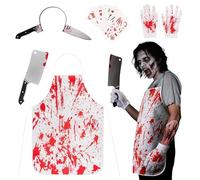 ATROPOS Halloween Butcher Costume Set - Bloody Chef Outfit for Scary Cosplay, Horror Party, Haunted House Decorations