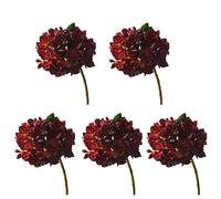 Atroy 5 PCS Artificial Hydrangea Flowers, Dark Red Faux Vintage Silk Full Hydrangea Flowers Head with Stem, Fake Hydrangea flowers for Bouquets DIY, Wedding Home Decoration