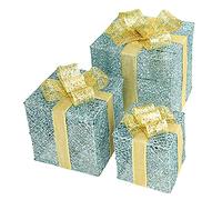 Atroy Christmas Light Up Parcels Set of 3, Light up Box with Bow, Decorative Christmas Boxes with Led Light Battery Operated for Xmas Tree Shop Window Decoration
