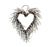 Atroy Christmas Lighted Rattan Wreath, White Berries Heart Shaped Christmas Battery Front Door Wreath with 20 LED, Battery Berry Garland for Christmas Thanksgiving Door Wall Decoration