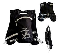 AT'S Running Vest Black For Men & Women - Running Backpack Adjustable Phone Holder Vest - Reflective Lightweight Marathon Hydration Vest with 5 Storage Pockets - Hiking Backpack Vest in Black