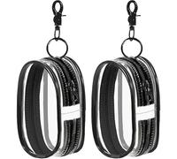 Atsabdas 2Pcs PVC Clear Figure Display Bag with Keychain-Mini Clear Make Up Bag, Coin Purse&Data Cable Organizer,Oval Shape (Black+Black)