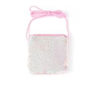 Atsabdas Reversible Sequin Crossbody Coin Purse, Glitter Mini Shoulder Bag, Square Shaped Sparkly Clutch for Party Favors, Pink, Kawaii