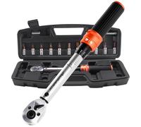 ATsafepro 14-Piece Bike Torque Wrench 1/4'',1-25NM Torque Wrench Set, 72 Teeth Dual-Direction Adjustable with Extension Bar,3/8'' Adapter,Socket Bits(Hex&Torx),for Bike,Moto Repair