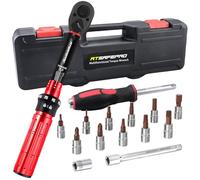 ATsafepro 17 PCS Torque Wrench 1/4'', 1-15Nm Bike Torque Wrench Set,Dual-Direction Adjustable 72 Teeth,±3% Accuracy with 11 Bits,Screwdriver,1/4'' Scoket,3/8'' Adapter,4 inch Extension Bar