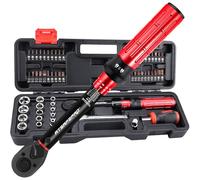ATsafepro Bike Torque Wrench Set 1/4 Inch,3-25Nm, 61 Piece Magnetic Ratchet Screwdriver Set,Small Torque Wrench with Bits and Extension Rod for Bicycle Maintenance, DIY
