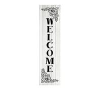 Atsbh Black and White Floral Welcome Vertical Tin Bar Sign Print Sign Front Porch Tin Bar SignSign Home Decor 6x16inch