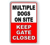 Atsbh Multiple Dogs On Site Keep Gate Closed Beware Metal Tin Sign Vintage Warn Retro Signs Man Cave Man Home Club Bar Novelty Courtyard Garage Wall Decor 6x8 Inch.