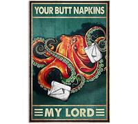 Atsbh Octopus Your Butt Napkins My Lord Poster Wall Decor Vintage Poster Metal Tin Signs Iron Painting Plaque Wall Decor Bar Club Novelty Funny Bathroom Toilet Paper Retro Parlor Cafe Store 6x8 Inch.