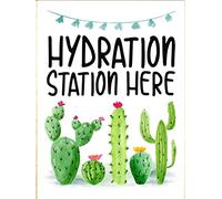 Atsbh Succulent Cactus Hydration Station Sign, Fiesta Bar Sign Bridal Shower, Mexico Bridal Shower School Classroom Decor Room Decor Tin Sign Metal Sign 8x12 Inch