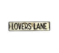 Atsbh Vintage Metal Shop Sign Retro Lovers Lane Tin Street Sign Rustic Farmhouse Wall Mount Decor Vertical Front Vintage Metal Shop Sign Home Decor Farmhouse Porch Front 4x16 Inches
