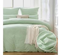ATsense Bed Linen 135 x 200 cm Cotton Striped - 2-Piece Bed Linen Sets Light Green, Oeko-Tex Certified Hypoallergenic Breathable, 1 Duvet Cover 135 x 200 cm and 1 Pillowcase 80 x 80 cm