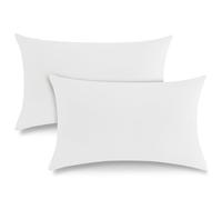 ATsense Double Muslin Cushion Cover 40 x 80 cm, Cotton, Flat Linen-Like Look Cushion Covers, Set of 2, Oeko-Tex, Pillowcase White with Zip