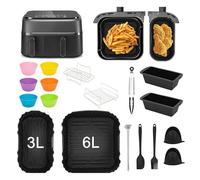 ATSGJLZN Pack of 23 Airfryer Accessories for Philips Airfryer Dual Basket 3000 Series NA350, Silicone Mould, Hot Air Fryer, Bread Baking Mould, Grid, Kitchen Tongs, Silicone Tongs, etc.