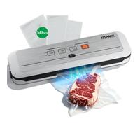 ATSHARK 5-In-1 Vacuum Sealer - High Pressure Touchscreen Design, Fast and Convenient, Includes 50 Vacuum Bags, Ideal for Home Food Preservation, White, VS6621