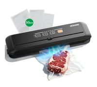 ATSHARK 5-In-1 Vacuum Sealer - High Pressure Touchscreen Design, Fast and Convenient, Includes 50 Vacuum Bags, Ideal for Home Food Preservation, Black, VS6621