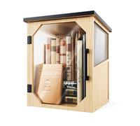 ATSKIM Little Library Box Outdoor, Literature Exchange Box, Personal Tiny Lending Library Kit, Book Storage Boxes Small Wooden Cabinet for DIY,Neighborhoods,Community Sharing Books (Wood)