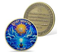 AtSKnSK 8 Months Sobriety Coin 1-12 Months Sobriety Coin Reborn Sober HA NA AA Recovery Addicted Chips Medallions Narcotics Alcoholics Anonymous Gifts for Men Women (8 Months)