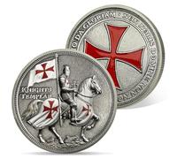 AtSKnSK Knights Templar Challenge Coin Inspirational Religious Coin Red Cross Warrior Chip Medallion Christian Christ Red Cross Memory Gifts for Men Women (Knight on Horse)