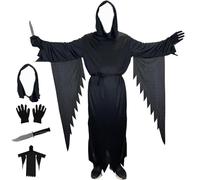 Atsmoce Halloween Scream Costume, Scary Scream Costume, Scary Movie Costume, with Mask, Gloves, Plastic Dagger, for Children and Adults (M)