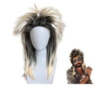 ATSNOSH Men's Wig, 70s 80s Brown Mullet Wig, Disco Hippie Rock Star Wig, Mullet Wig, Bad Taste Party Proll Wigs, for Carnival, Cosplay, Halloween (Blonde + Black)