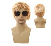 ATSNOSH Short Blonde Wig for Men, 70s 80s Rocker Disco Wigs Men, Fancy Dress Accessories, Pop Rock Wigs, Rocking Dude Punk Metal Rocker Style, for Halloween Costume Cosplay (Blonde)