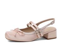 Atsroel Slingback Ballet Flats Satin Mary Jane Shoes Womens Pumps