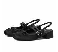 Atsroel Slingback Ballet Flats Satin Mary Jane Shoes Womens Pumps