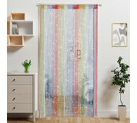 Atsweetlife 2 Pieces Door String Curtain Doorway Beads Curtains,Hanging Room Divider Beaded Decor Hippie Glitter Fringe Panel Closet Window Doors Sequin Sheer Boho Doors Tassel (Rainbow)