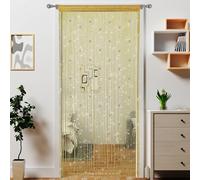 Atsweetlife Beaded Curtain Door String Curtains,Doorway Beads Curtains Hanging Room Divider Beaded Decor Hippie Glitter Fringe Panel Closet Window Doors Sequin Boho Doors Tassel (Gold)