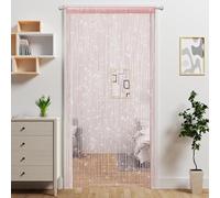 Atsweetlife Door String Curtain Doorway Beads Curtains,Hanging Room Divider Beaded Decor Hippie Glitter Fringe Panel Closet Window Doors Sequin Sheer Boho Doors Tassel (Pink)
