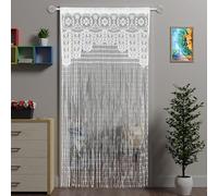 Atsweetlife Lace Door String Curtain for Doorways，Bohemian Curtains Window Wall Closet Bedroom Kitchen Hippie Hanging Panels Boho Room Divider Girls Kids (White, 39×79in)