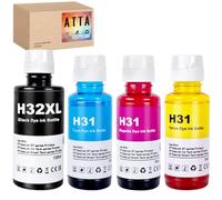 ATTA 31 32XL Ink Bottle Set Replacement for HP 32XL 31 Ink Work for Smart Tank 7005 5107 5105 7301 7001 7602 5000 5101 5102 Plus 550 555 457 450 All-in-One Ink-Tank (135ML 32XL Black, 70ML 31 Color)
