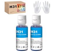 ATTA 31 Cyan Ink Bottle Replacement for HP 31 Ink Work for Smart Tank 7005 5107 7301 7001 7602 5000 5101 5102 Plus 651 551 455 457 450 All-in-One Ink-Tank (70ML 31 Cyan-2 pack)