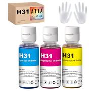 ATTA 31 Ink Bottles Compatible with HP Smart Tank, CMY 3 Pack, 70ml Each | for 7005 5105 5107 7301 7001 7602 6001 5101 5102 Plus 651 551 555 457 450 All-in-One Ink-Tank (31 Cyan Magenta Yellow)