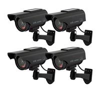 ATTA Solar Fake Security Camera, Bullet Dummy Security Camera Surveillance System with Realistic Red Flashing Lights Indoor Outdoor for Home and Business (4, Black)