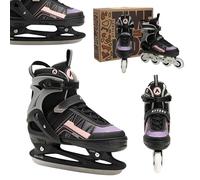 ATTABO Bladeroll 2-in-1 Children's Ice Skates & Inline Skates - Adjustable, with Interchangeable Skates, ABEC-7 Bearings, Aluminium Frame & TPR Brake, Comfort & Safety for Children